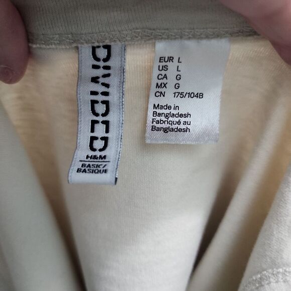 H&M Crop Top Womens Size L Light Beige Basic Fitted Stretchy Minimalist Casual - Picture 5 of 12